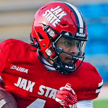 Jacksonville State's Cam Cook goes through drills during spring football action in Jacksonville, Alabama April 17, 2025. (Dave Hyatt / Hyatt Media LLC)