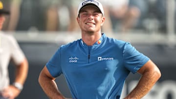 Viktor Hovland trails by three shots entering the final round of the U.S. Open.