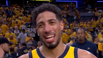 Tyrese Haliburton laughs about his father’s fashion choices. 
