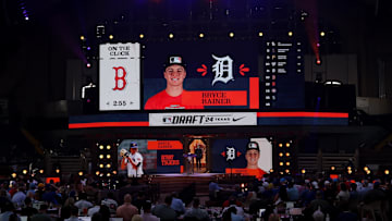 The Detroit Tigers draft Bryce Rainer with the eleventh pick during the first round of the MLB Draft at Cowtown Coliseum  in Fort Worth, Texas, on July 14, 2024.