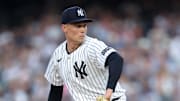 New York Yankees starting pitcher Will Warren (98) pitches against the Boston Red Sox during the first inning at Yankee Stadium on June 6.