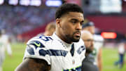 Seattle Seahawks defensive end Dre'Mont Jones against the Arizona Cardinals at State Farm Stadium. Mandatory Credit: Mark J. Rebilas-Imagn Images