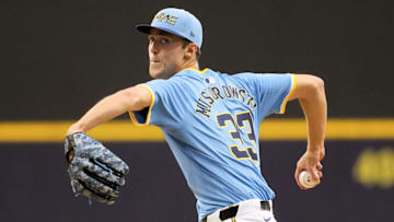 Milwaukee Brewers pitcher Jacob Misiorowski (33) throws a pitch during the third inning against the St. Louis Cardinals at American Family Field in Milwaukee on June 12, 2025. 