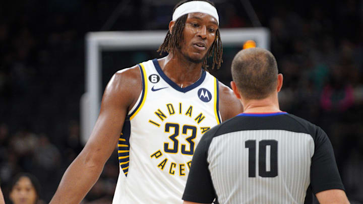John Goble (#10) is the crew chief for Game 1 of the NBA Finals between the Indiana Pacers and Oklahoma City Thunder. John Goble (#10) is the crew chief for Game 1 of the NBA Finals between the Indiana Pacers and Oklahoma City Thunder.