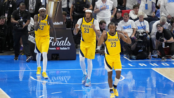 The Indiana Pacers beat the Oklahoma City Thunder 111-110 in Game 1 of the 2025 NBA Finals. The Indiana Pacers beat the Oklahoma City Thunder 111-110 in Game 1 of the 2025 NBA Finals.